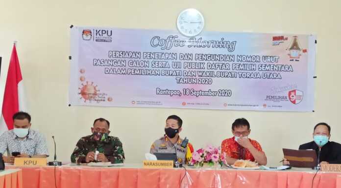 Hadiri Coffe Morning di KPU Torut, Kapolres Nyatakan "Siap Amankan Pilkada 2020" Pilkada Toraja Utara