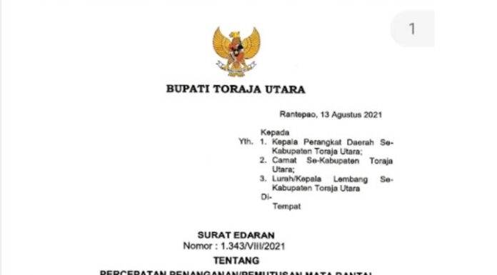 SE Bupati Torut Bolehkan Rambu Tuka', Rambu Solo', Ibadah dan Sekolah Tatap Muka Surat edaran bupati torut